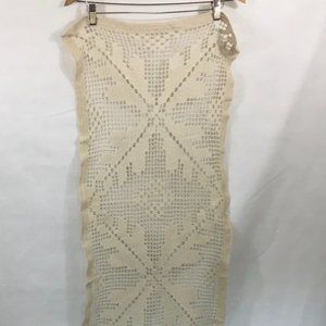 VINTAGE shabby chic Crocheted Table Runner 54x18"
